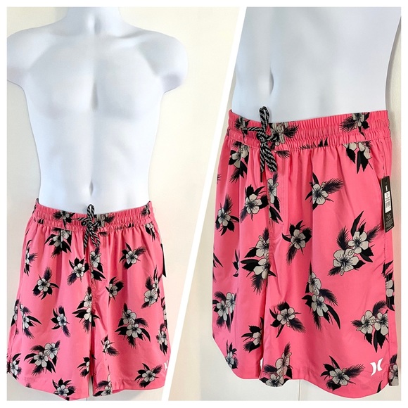 NWT Men’s Hurley Hibiscus Volley Swim Trunks - Picture 1 of 8